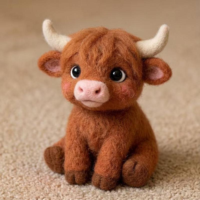 1Set Animal Needle Felting Kit, Felting kits for Beginners adult with Step-by-Step Video Tutorials, Fox/Donkey/Sheep/Highland Cow DIY Felting Kit, Cute Funny Home Decorative Ornaments, Birthday Valentine's Day and Christmas Gifts, Diy Handmade Craft