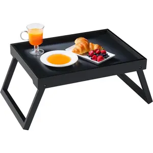 Bed Tray Table with Folding , Breakfast in Bed Tray for Eating,Kitchen Serving,, Sofa, Snacking or Working, Laptop Desk Dinner(1, Black)