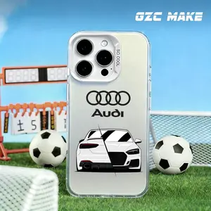 Audi fashion car logo pattern Phone Case Cover For lMDColor Silver Shell For lPhone 17 16 e 15 14 13 12 11 Pro Max Plus