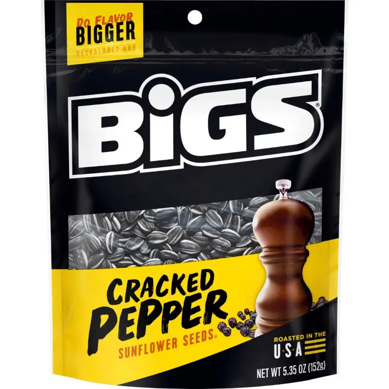 3x Bigs Cracked Pepper Sunflower Seeds Snack - Savory Crunchy Seeds Flavorful Munchies 5.35oz