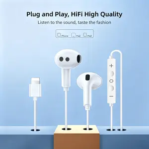 Plug & Play Lightning Wired Earphones, HiFi Stereo Sound, Tangle-Free Cord, In-Ear Headset for Gym, Library, Work From Home, iPhone 14/13/12/11