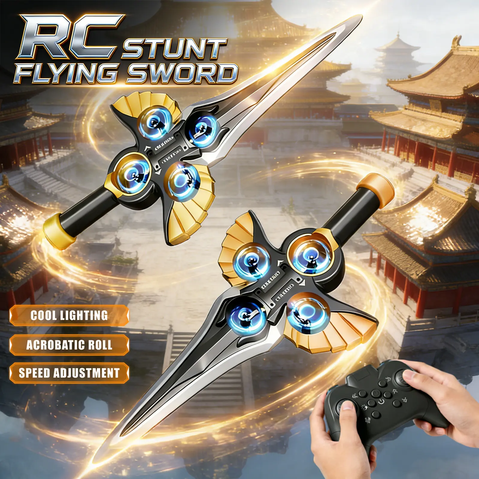 Unisex Remote Control Flying Sword Drone, 360° Stunt Flips, Flexible Free Movement, Easy Operation, Drop-Proof Frame, 12+ Years Old Beginners’ Flying Toy, Ideal Gift for RC Enthusiasts, 12 Years Above