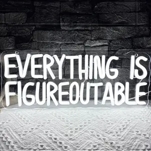 Everything Is Figureoutable Neon Sign  | Marie Forleo Quote  | USB Powered  | 3 Brightness Levels ️ | 15.7 × 6.3 in LED Wall Decor