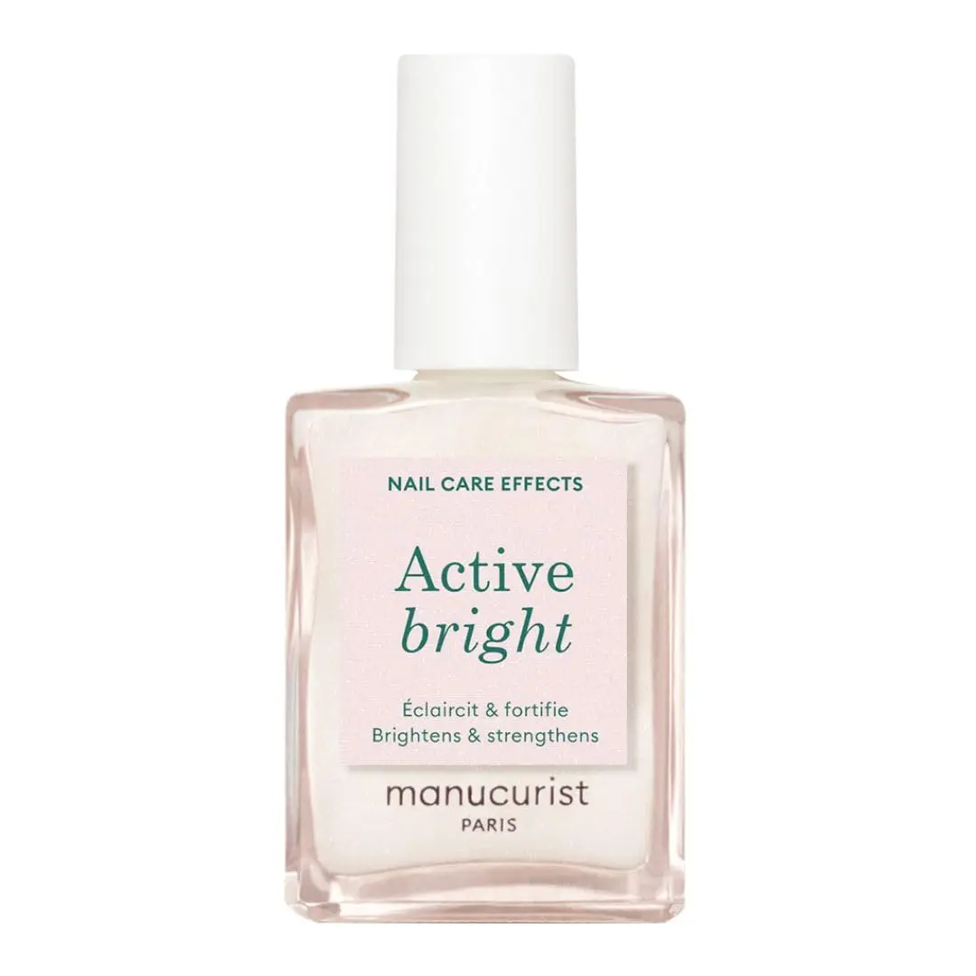Active Bright All in One Nail Perfector: Brightening Treatment Polish & Care - No Lamp - Vegan & Made in France - White Nail Polish - Nail Whitener & Brightener - Nail Strengthener