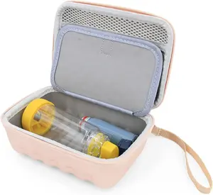 Rose Gold Asthma Inhaler Case for Travel Fits Spacer Mask and Accessories Includes Case Only - Water Resistant Hard Shell Protection with Emergency Alert Tag