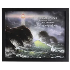 360 stand Rock Shadow Lighthouse Themed Framed Wall Photo - 14x11 in MDF Wood Frame, Glass Cover, Decorative Hanger, Artistic Room Decoration, Decorative Box Included, Home Decor Posters & Prints, Shadow Box