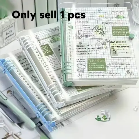 Waterproof Loose-Leaf Notebook Waterproof & Moisture-Proof 60 Page A5 PVC Transparent Replaceable Binder for Daily Writing, Office, Study, Work Use, Journals For Writing