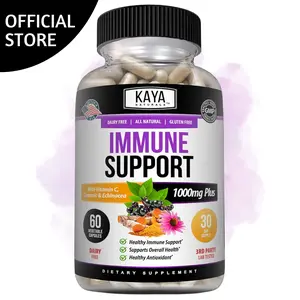 Kaya Naturals Immune Support | Elderberry with Zinc and Vitamin C for Adults, Elderberry Vitamins, Probiotics, Turmeric 100mg, Immune System Booster, Sambucus Elderberry Capsules - 60 Count Dietary Supplement