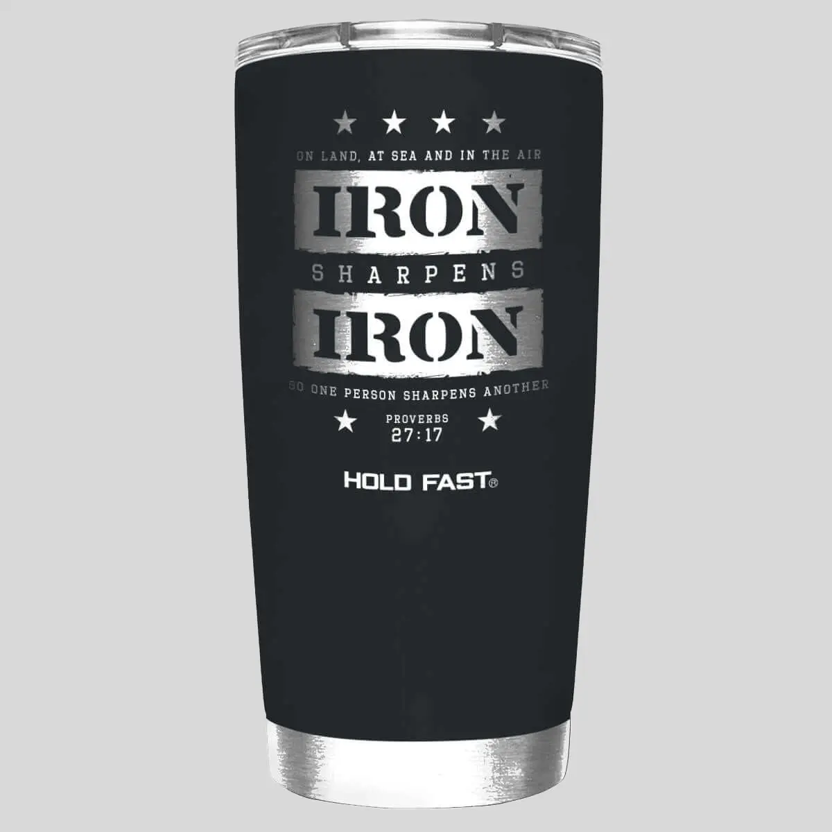 HOLD FAST Stainless Steel Vacuum Flask - 20 oz (500-1000 ml), Heat Resistant, Convenient Slide Lid, Hand Wash Only, Printed Portable Coffee Mug for Christian Believers