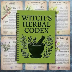 Witch Herbal Codex Notebook, Spiral Notebook Journal, Mystical Witchcraft Recipes & Plant Illustrations, Essential Guide for Herbal Scholars & Nature Healers