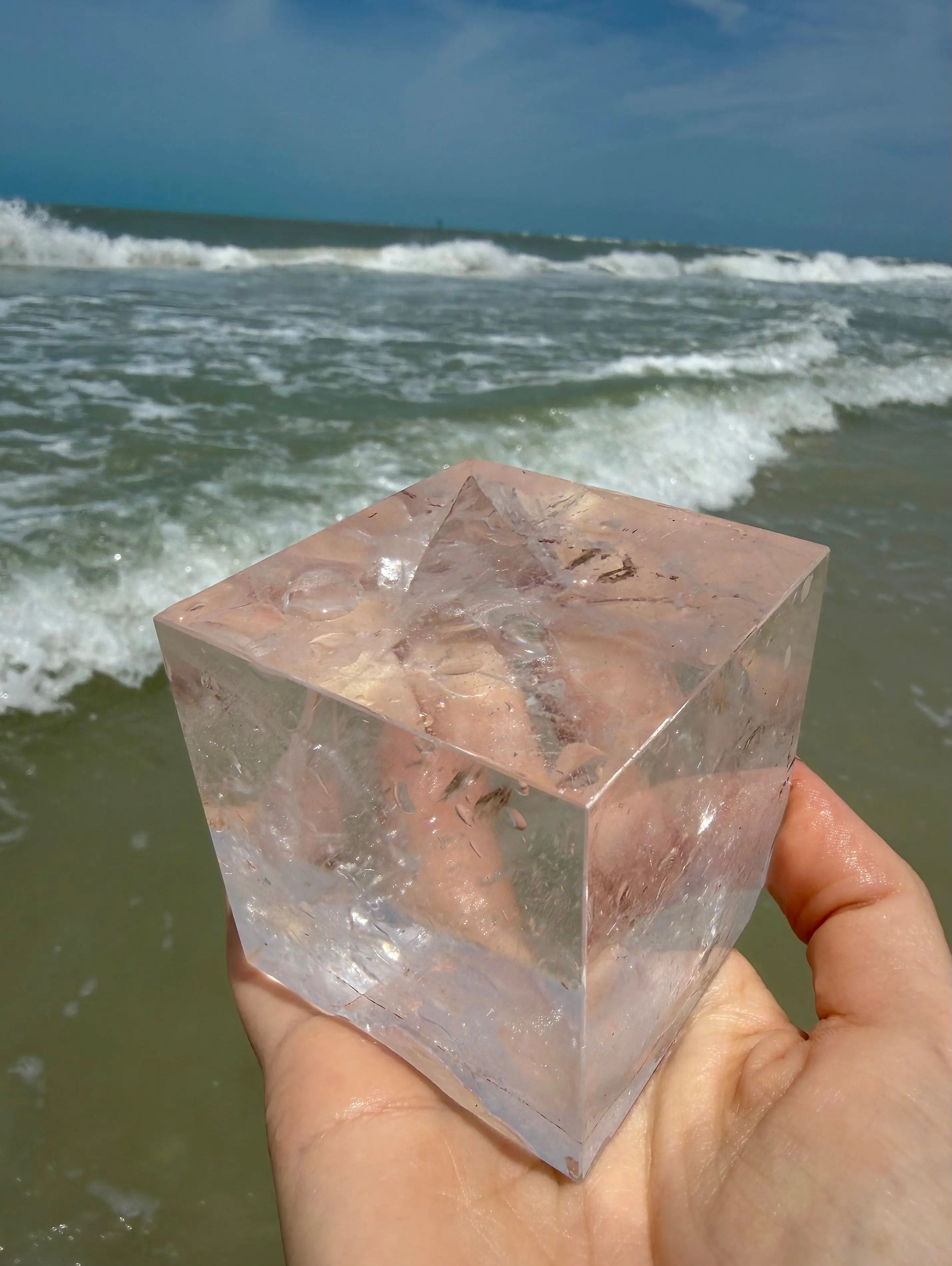 Genuine Tibetan Large Clear Quartz Cube. Sacred Geometry Cube High Vibration Healing Crystal, Crown Chakra Altar Crystal