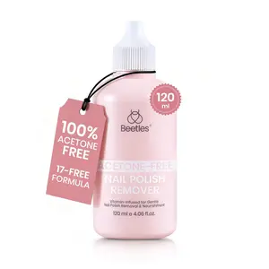 Beetles Non Acetone Nail Polish Remover - 4.06Fl Oz/120ML Nourishing Formula Acetone Free Nail Polish Remover - Non-Drying - Professional Controllable Quick & Gentle Removal for Natural Damaged Nail