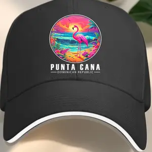 Punta Cana Dominican Republic Flamingo Beach Sunset Baseball cap with sandwich-style brim Trucker Hat Sunlight Protection