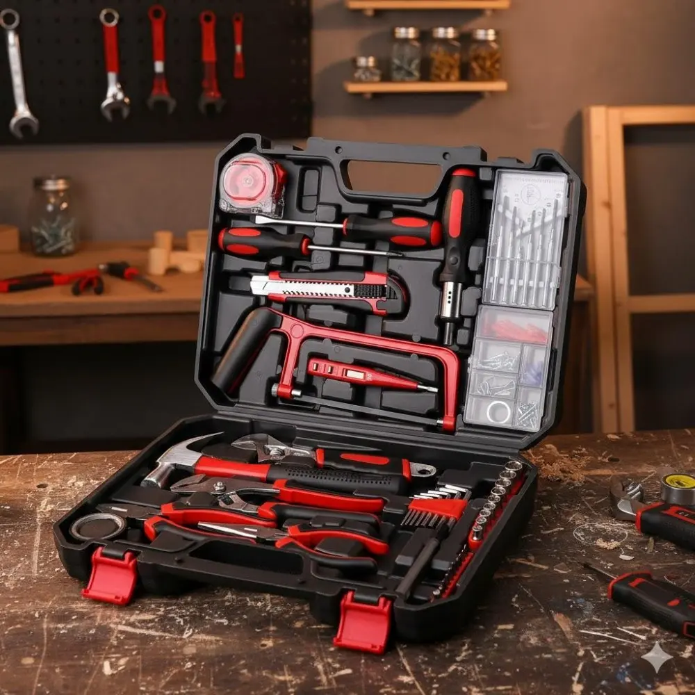 Professional Tool Kit for Home Repair: High-Carbon Steel Screwdrivers, Pliers, Tape Measure & Wrenches. Heavy-Duty Toolbox for DIY, Garage, Yard, Office. Essential Emergency Repair Set, Perfect Holiday Gift, Premium Quality Tools.