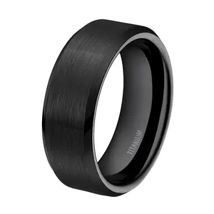 OIDEA Couples Titanium Wedding Ring 8mm Black Polished Comfort Fit Engagement Anniversary Promise Band Stackable Birthday Gift Set