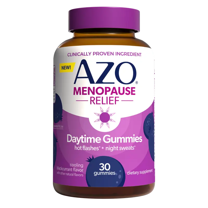 AZO Menopause Relief Daytime Gummies for Women - Mixed Berry Daily Wellness Gummies - Everyday Routine & Comfort Support Supplement
