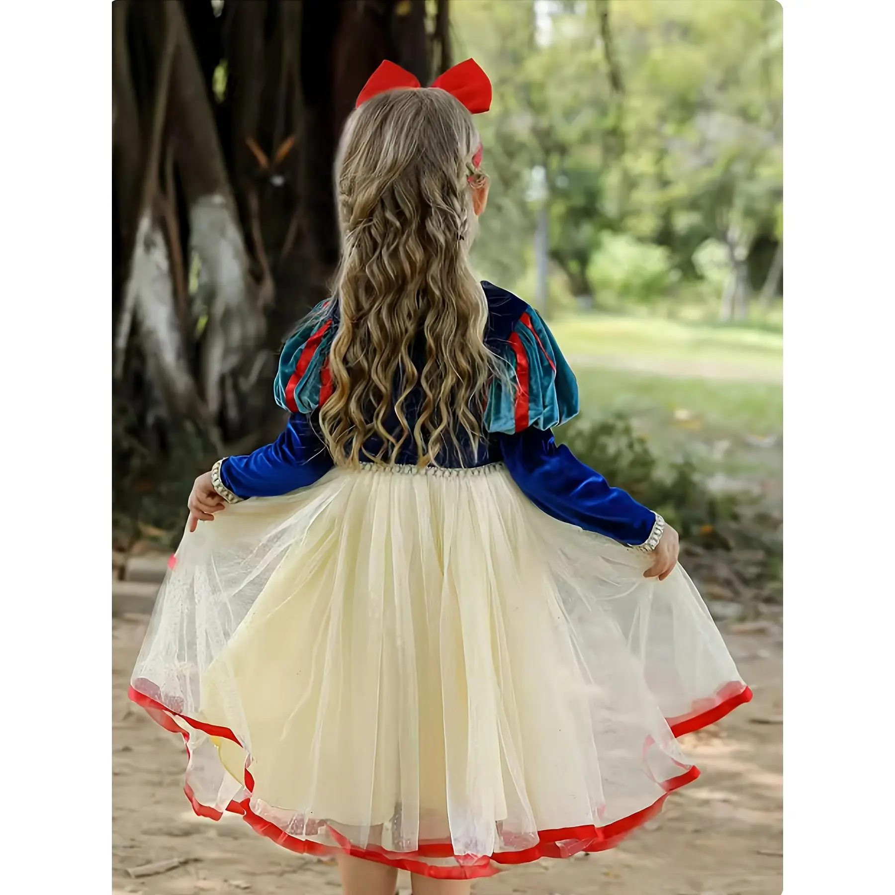 Harnival Halloween Christmas Enchanting Princess Tutu Dress for Girls 3-8 Years Starry Sky Print Long Sleeve Tulle Skirt Set for Birthdays Parties Formal Events