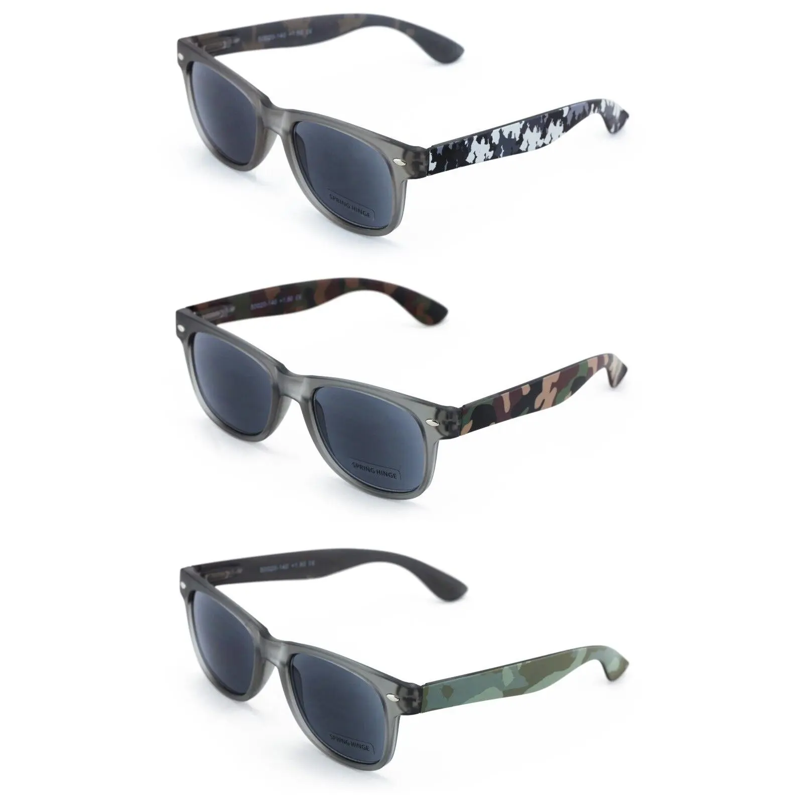 3 Pairs Matte Military Camouflage Print Classic Comfortable Reading SunGlasses