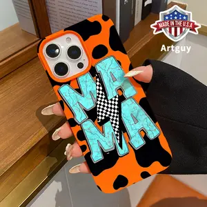 Large Hole Frosted TPU Phone Case for iPhone 15 Plus 16 Pro Max 14 13 12 11 XS XR Cow Skin Mama Pattern Pocket-Friendly Shockproof Silicone Protective SoftCase