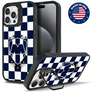 "Rayados de Monterrey Checkerboard Aesthetic Design Pattern Casing For iphone 16 15 14 13 12 Plus ProMax Flaunt Mobile Phone Case Hard TPU Tough Metal Lens frame Film With Bracket Drop Protection Shockproof Protector Vintage Fashion Trend Smartphone Cover