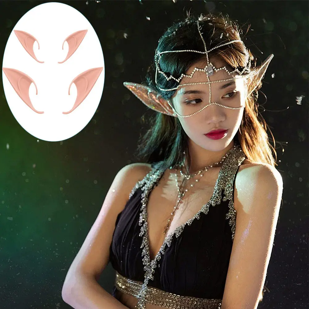 Soft Silicone Elf Ear Clips, Long & Short Set, Reusable Fairy Costume Accessories for Halloween Party & Cosplay Props