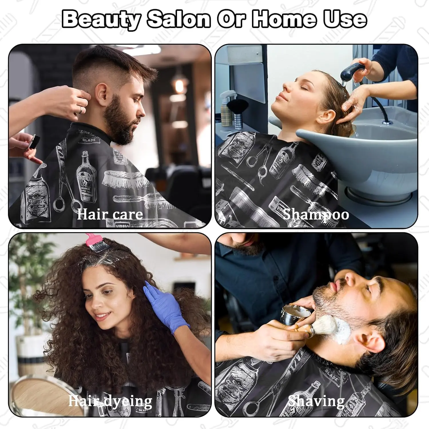Hair Cutting Cape with Hair Combs, Barber Cape, Professional Barber Accessories Haircut Salon Supplies for Men Women (Stripe)