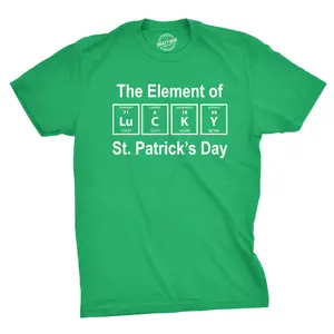 Mens The Element Of Saint Patricks Day T Shirt Funny Lucky Pattys Tee Cool Irish Mens Funny T Shirts Cool Vintage Fashion T-Shirt Gift Classic Menswear Saint Patrick's Day Apparel for Men Funny Science Short Green