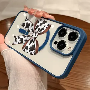 Premium Magnetic Case for iPhone11/12/13/14/15/16/17 promax Air Trendy Cow Print Bow y2k cased MagSafe Ready, Anti-Fall, Springtok and Ultra-Thin Design |     Perfect for Everyday Use Cellphone Screen Protector Cover