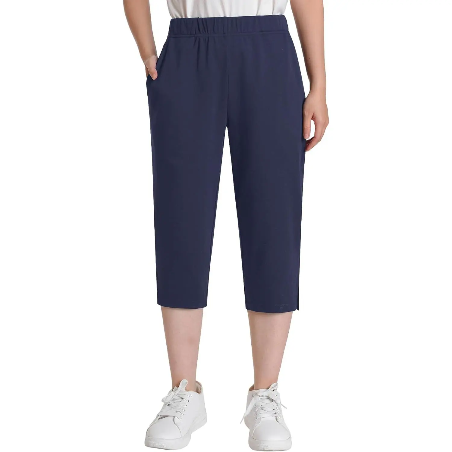 Weintee Women's Petite Knit Capris with Pockets