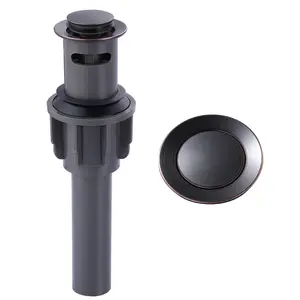WOWOW Oil Rubbed Bronze Bathroom Sink Drain with Overflow Vessel Sink Stopper, Pop Up Drain for Bathroom Sink Pop Up Drain Stopper for Hair Catcher