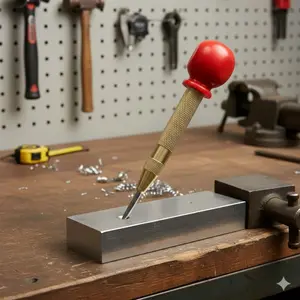 130mm Auto Center Punch Spring Loaded Starter Hole Tool Precision Positioning for Metal Wood Plastic DIY Projects Home Improvement Crafting Gifts Professional Hand Tool