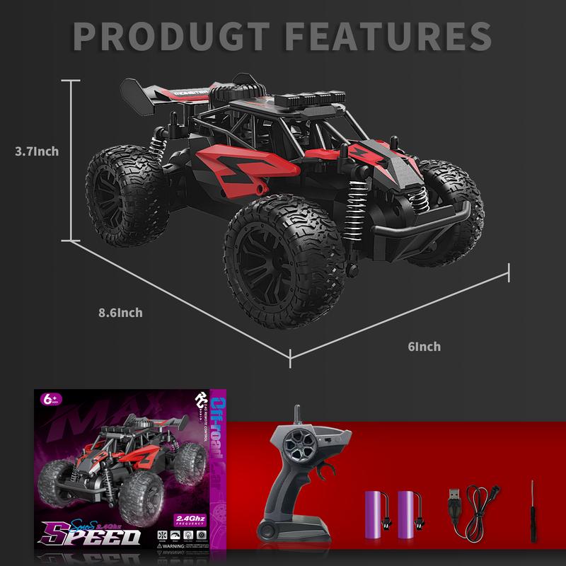 CAROX Remote Control Car - 2.4GHz High Speed Off-Road 20KM/H RC Drift Cars Toys, 1:16 Monster RC Truck Off Road with Rechargeable Battery Gifts for Adults Boys 8-12 RC Car，ldeal Gift for Boys 6+，for Christmas and New Year