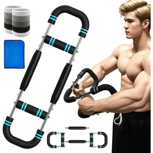 Twister Arm Trainer, 60-110lb Adjustable Resistance Workout Equipment Twister Arm Chest Exerciser Power Twister Bar, Portable Chest Press Machine Detachable Design Fitness for Home & Gym