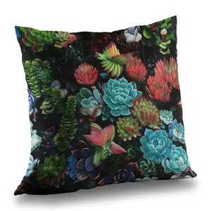 Begin Home Decor C1PT1414WPLE34 14 x 14 in. Set of Colorful Succulents - Romantic Botanical Throw Pillow