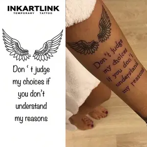 INKARTLINK INKARTLINK Revolutionary Technology Tattoo, Semi-Permanent Tattoo, Realistic Tattoo, Wings, English Phrase, Heart Touching Tattoo, Temporary Tattoo, Fake Tattoo, Waterproof, Authentic Tattoo Appearance, Niche Design Tattoo, Fruit Tattoo, Plant