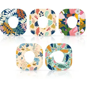 25pcs Sensor Covers for Dexcom G7, Summer Style Leaves Flowers Non-Woven Monitor Overpatch Stickers Fabric Waterproof CGM Sensor Adhesive Tapes Cover Patches Accessories Parts for Dexcom G7