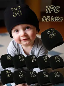 1PC Baby Hat 26 Letters Design Soft Warm Outdoor Windproof Cap Suitable for Babies 3-12 Months Boys & Girls All Season Use