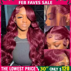 Bling Hair 28 Inch 99J Burgundy Lace Front Wigs Human Hair 13x6 HD Transparent Body Wave Lace Front Wigs Human Hair Pre Plucked 99j Burgundy Red Wine Human Hair Wigs for Women SpringStatements