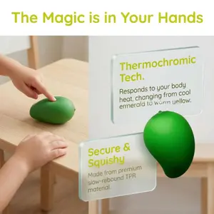 Mango Shape Squeeze Toy, Color Changing with Temperature, Stress Relief Fidget Toy for Finger Relaxation, Arm Workouts and Finger Recovery Therapy, Summervibes Daily Decompression Toy