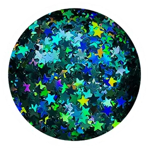 "Teal Holographic 3mm Stars" Star Shape/ Polyester Glitter/ Teal Glitter