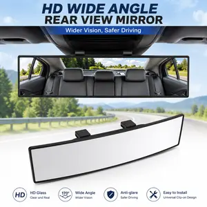 Car Rearview Mirror, 11.8 Inch Panoramic Wide Angle Anti-Glare, Clip on Auto Rear View Mirror, HD Clear Convex Surface, Car Interior Accessories Universal for SUV, Truck, Van, Vehicles