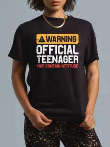100% Cotton Warning Official Teenager Attitude 13th Birthday Boys Girls T-Shirt