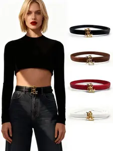 Women's Solid Color Trendy Belt, Smooth Texture, Alloy Buckle, Jeans and Dresses, Casual and Formal Wear, Durable Multifunctional Waistband