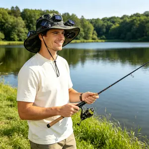 The 2026 new triple-fan solar outdoor cooling fisherman hat with three power options and rechargeable fans is a summer must-have for outdoor enthusiasts and fishing lovers.