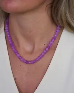 Violet Gemstone Necklace – Purple Natural Stone Beaded Necklace
