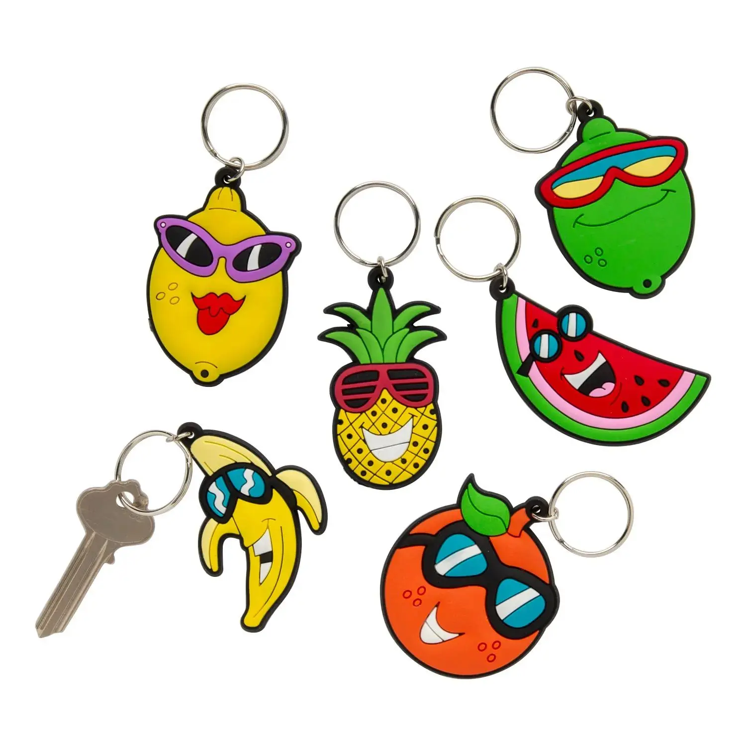 Tropical Fruit Keychains - 12 Pc.