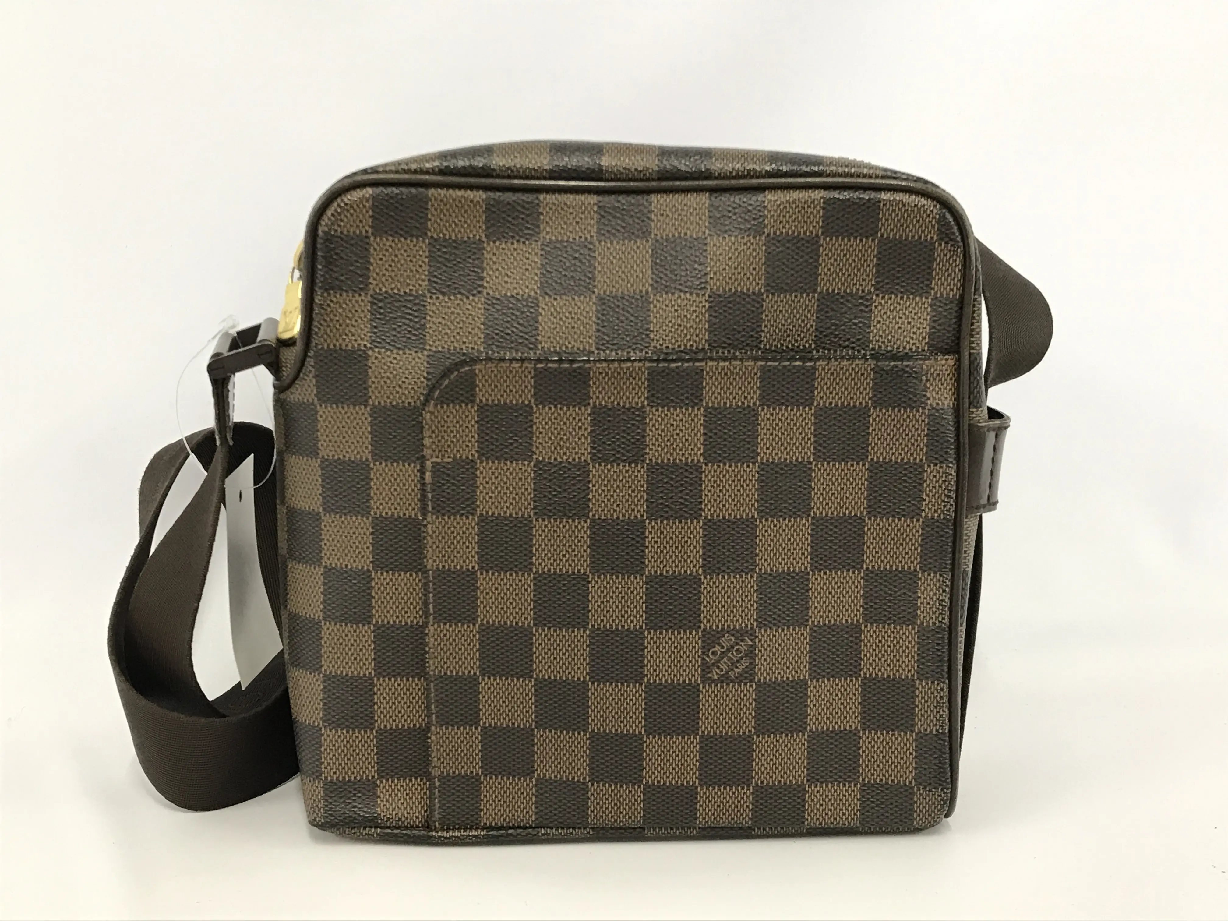 Pre-owned Louis Vuitton PVC Shoulder Bags Damier N41441 Olaf MM Shoulder Bag