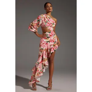 BellaBarnett Emmeline One Shoulder Hollow Out Slit Maxi Dress