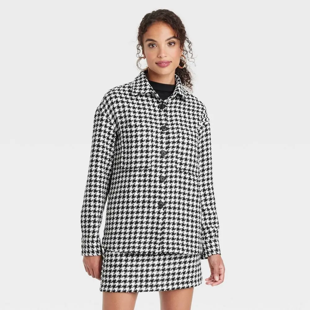 Women's Long Sleeve Tweed Shacket - A New Day