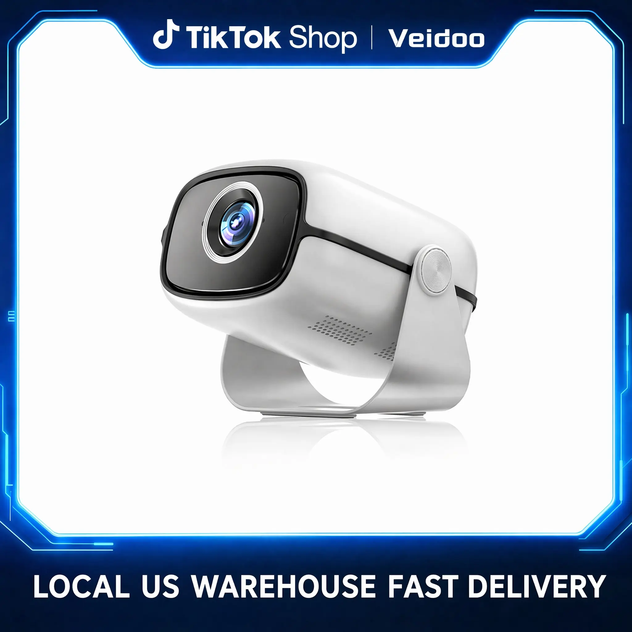 Veidoo Portable Projector, 220 ANSI Lumen 1080P 4K Supported, Android Smart Projector with WiFi Bluetooth, Auto Keystone Correction, 180° Rotatable Home Movie Projector for Bedroom Outdoor Cinema